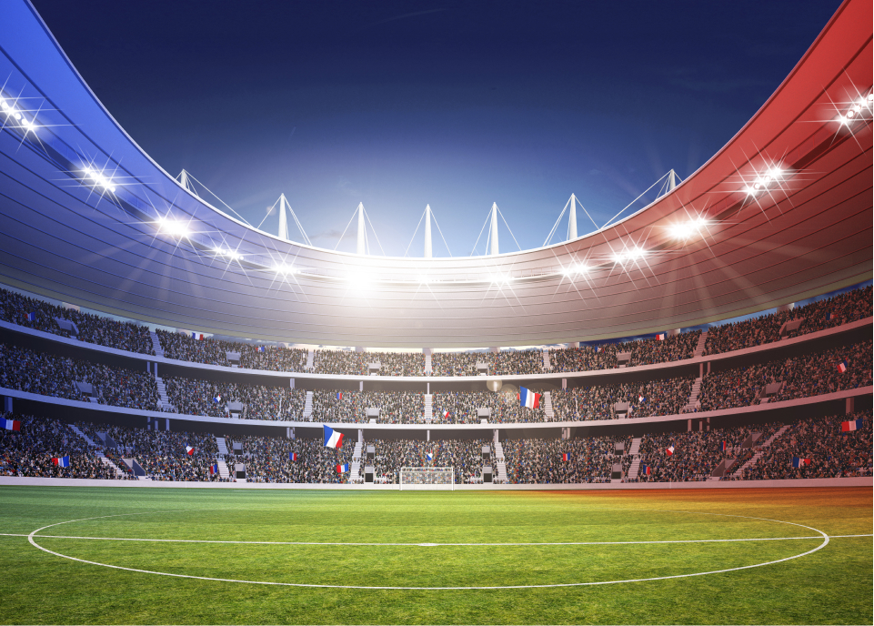 Illuminated sports stadium